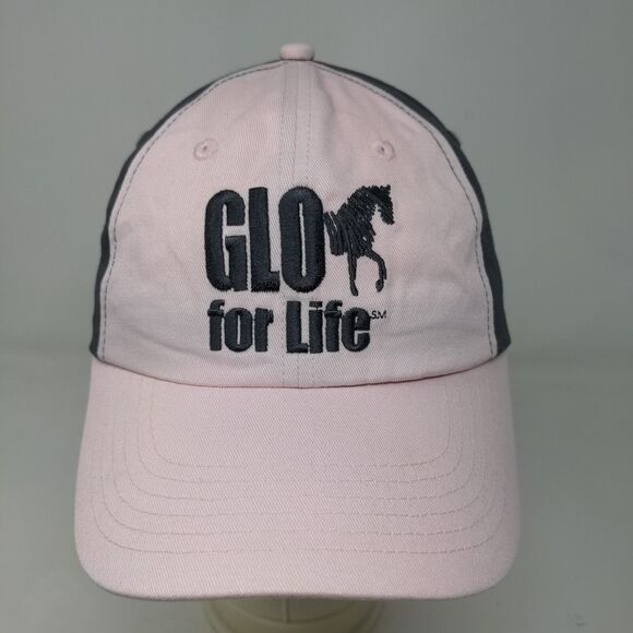 Glo For Life Women's Strapback Hat Pink Gray Embroidered Horse Equestrian Logo - Picture 2 of 7